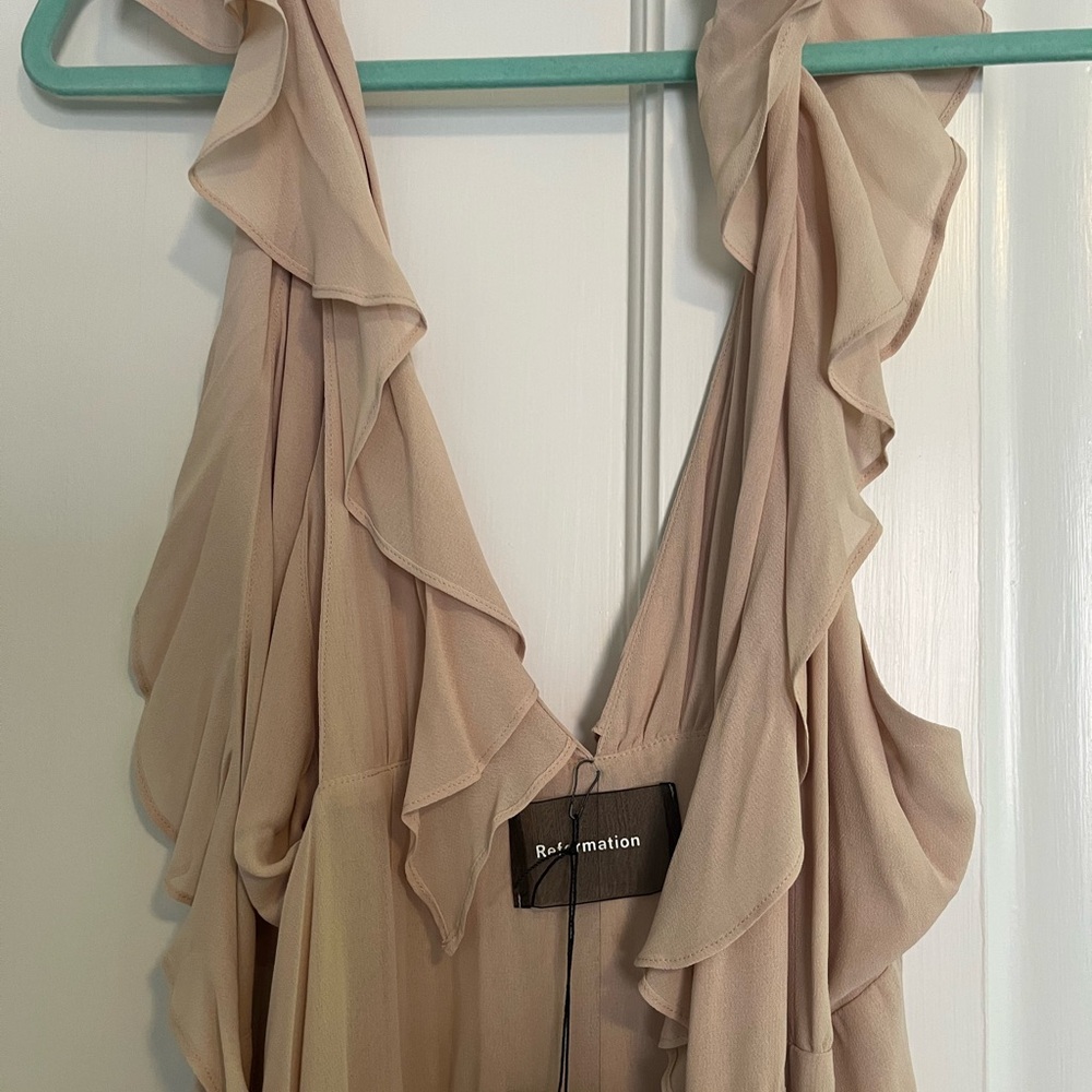 Reformation Champagne Dress- Sz Large/ 10 - Picture 5 of 5